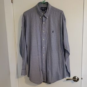 Polo by Ralph Lauren Men's Black, Blue and White Pattern Shirt